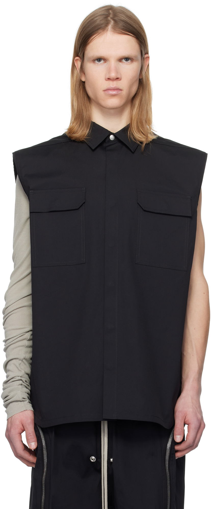 Сорочка Rick Owens Rick Owens Hollywood Jumbo Sleeveless Shirt чорний | RU01E5239 TE