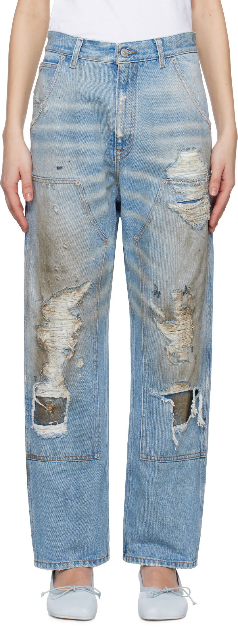 Джинси Maison Margiela MM6 Maison Margiela 5-Pocket Distressed Jeans Синій | S62LB0183 M30018