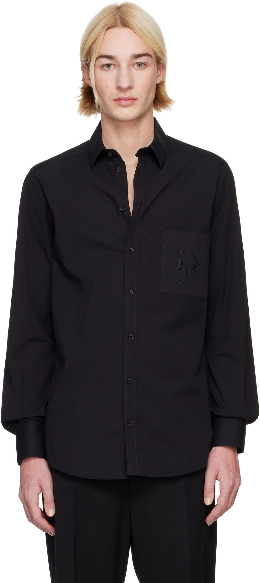 Сорочка Dolce & Gabbana Dolce&Gabbana Shirt With Logo Patch чорний | G5ML0ZFU5EW