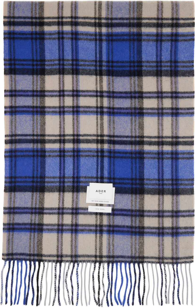 Шарф ADER ERROR Plaid Muffler Scarf Синій | BMADFWAC0401BL