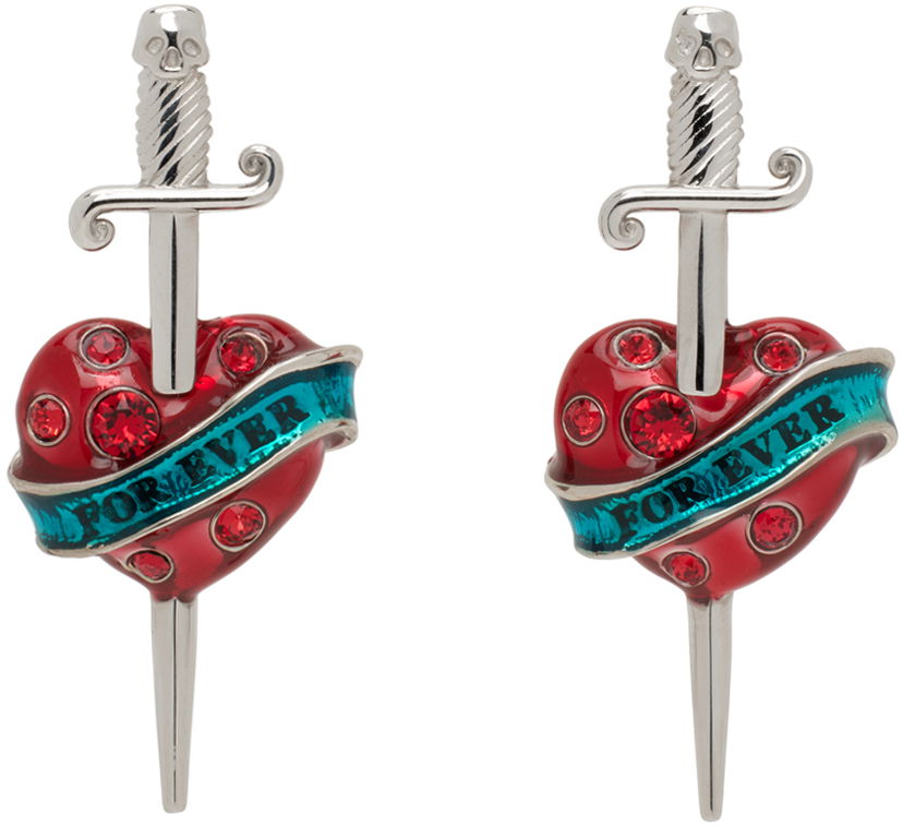 Сережки Jean Paul Gaultier Jean Paul Gaultier Heart & Sword Drop Earrings Різнокольоровий | 24/25-U-BO045-X042-91