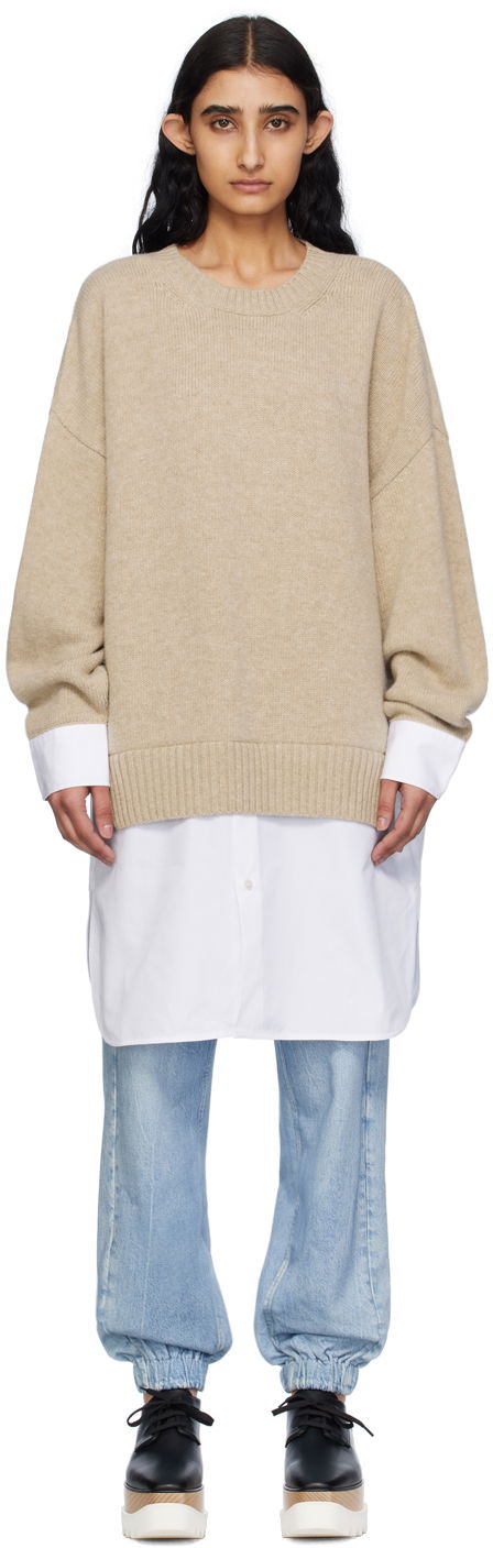 Cветр Stella McCartney Stella McCartney Women's Shirting Detail Knit Sweater бежевий | 6K08363S2515