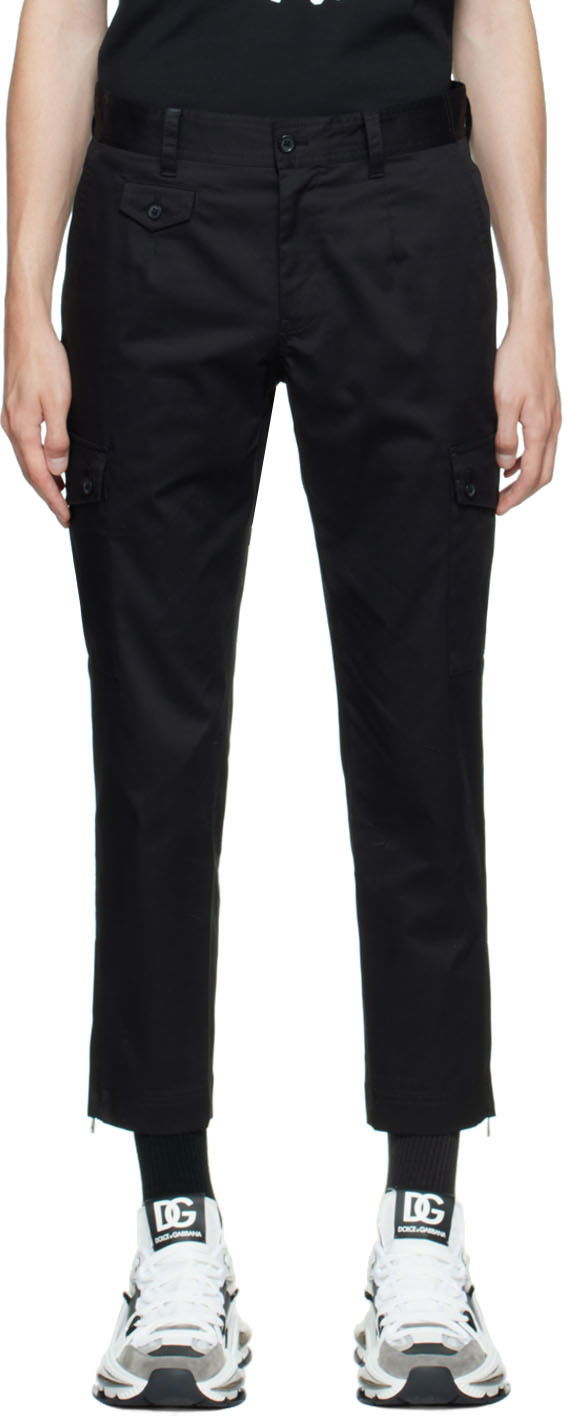 Штани карго Dolce & Gabbana Black Cotton Cargo Pants чорний | GWR2ATGF093
