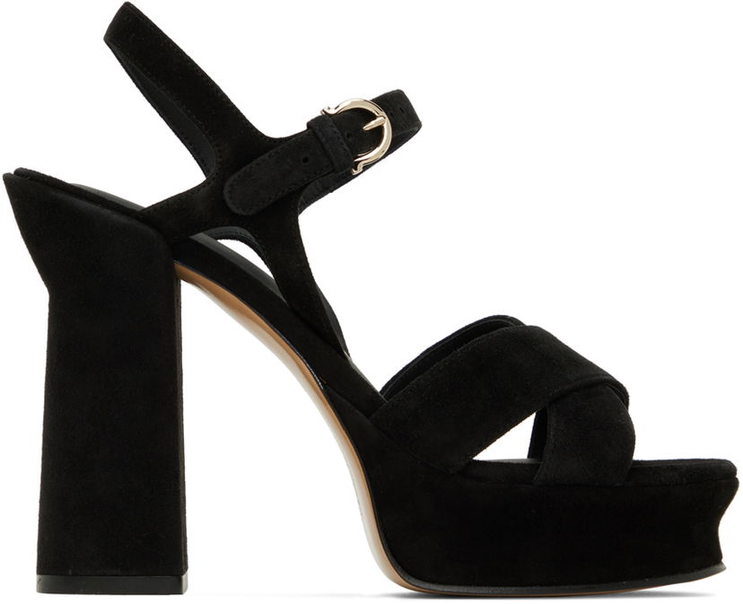 плаття FERRAGAMO Salvatore Ferragamo Sonya Heeled Suede Platform Sandals чорний | 01E555 758152