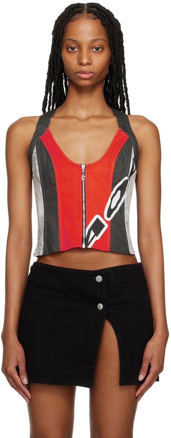 Безрукавка Miaou Miaou Valda Graphic Print Corset Top Червоний | 4014TKROM