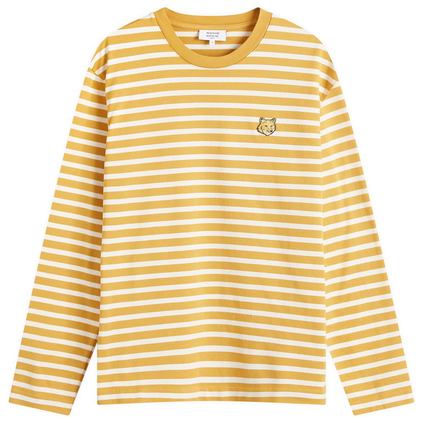 Футболка MAISON KITSUNÉ Maison Kitsuné Fox Head Marin Long Sleeve T-Shirt, Size Large Жовтий | NM00106KJ0044-B762
