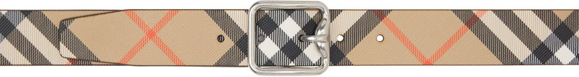 Ремені Burberry Beige Reversible Check B Buckle Belt бежевий | 8092046