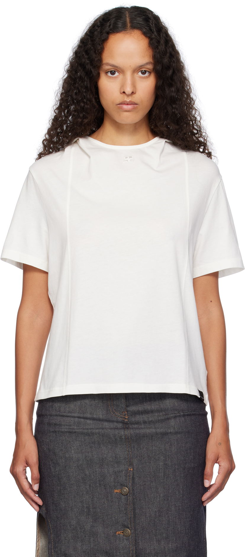 Футболка Courrèges Short Sleeve Cropped T-Shirt білий | 424JTS159JS0175