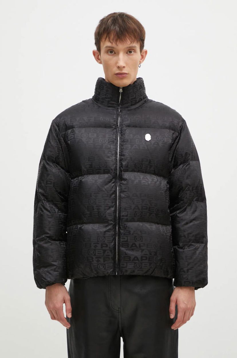 Пуховик BAPE Lux Sport Pattern Jacquard Nylon Down Jacket чорний | 1K80144311