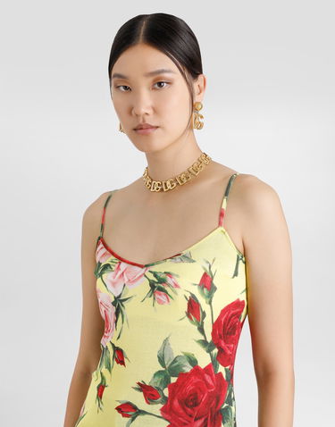 Безрукавка Dolce & Gabbana Dolce & Gabbana Silk Knit Tank Top With Bouquet Print Жовтий | FXT40TJAHLCHG5JD, 3