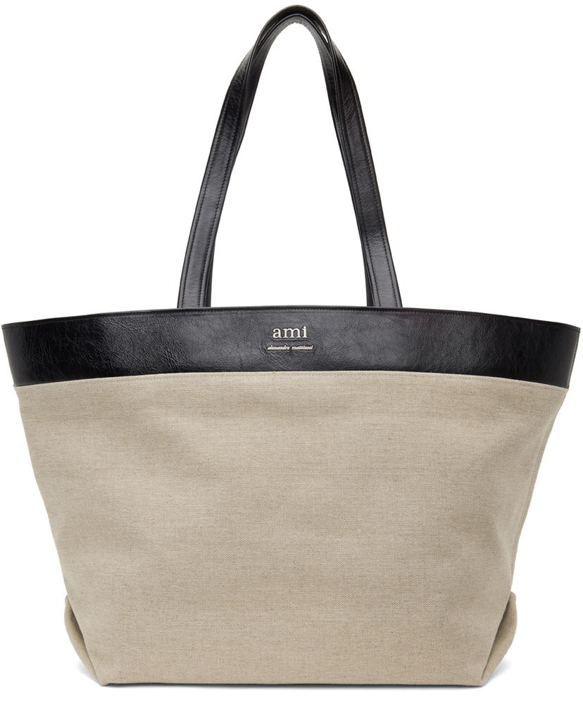 сумка-тоут AMI Paris East West Shopping Tote Bag бежевий | ULL506.AW0037