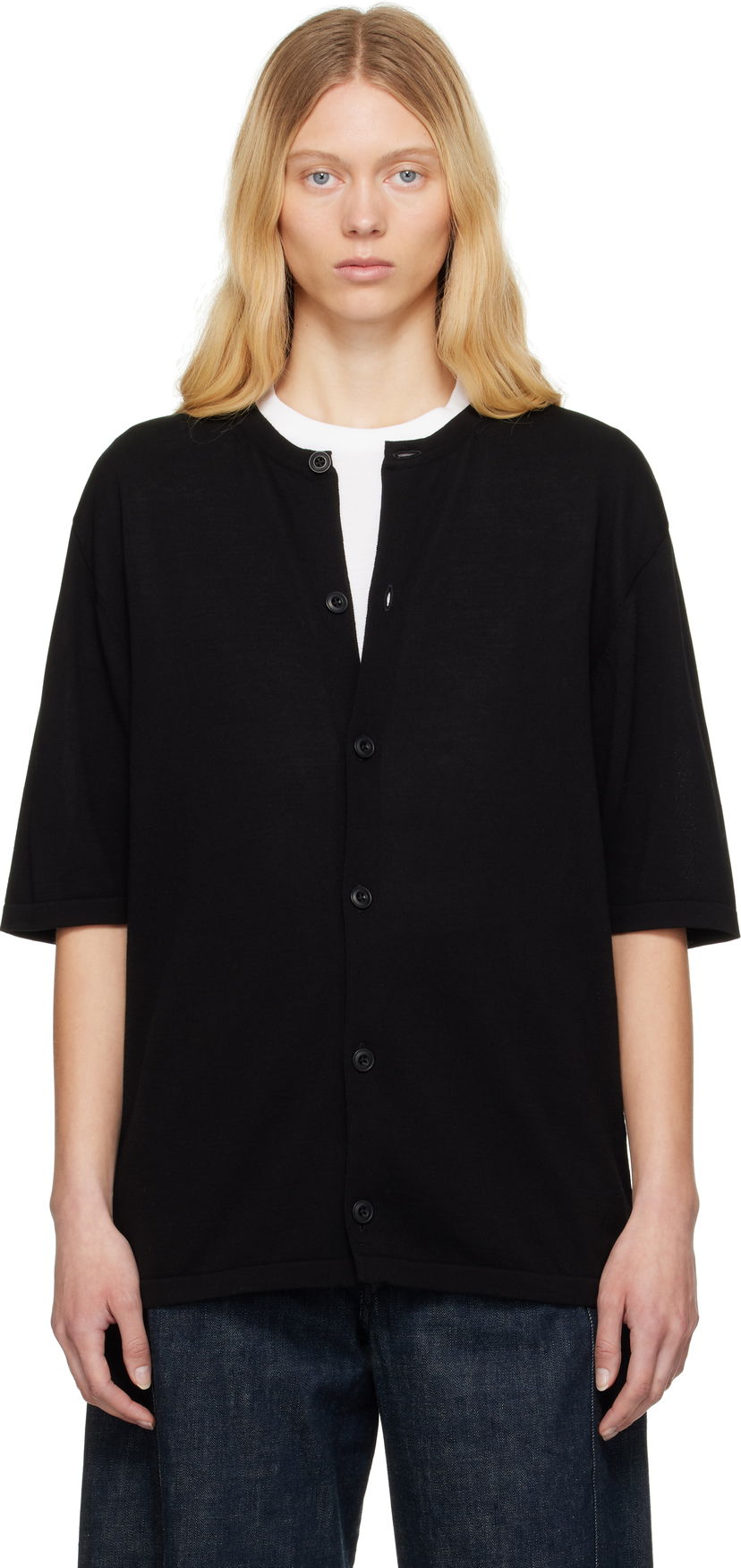 Cветр LEMAIRE Lemaire Short Sleeve Cardigan чорний | TO1371 LK1041