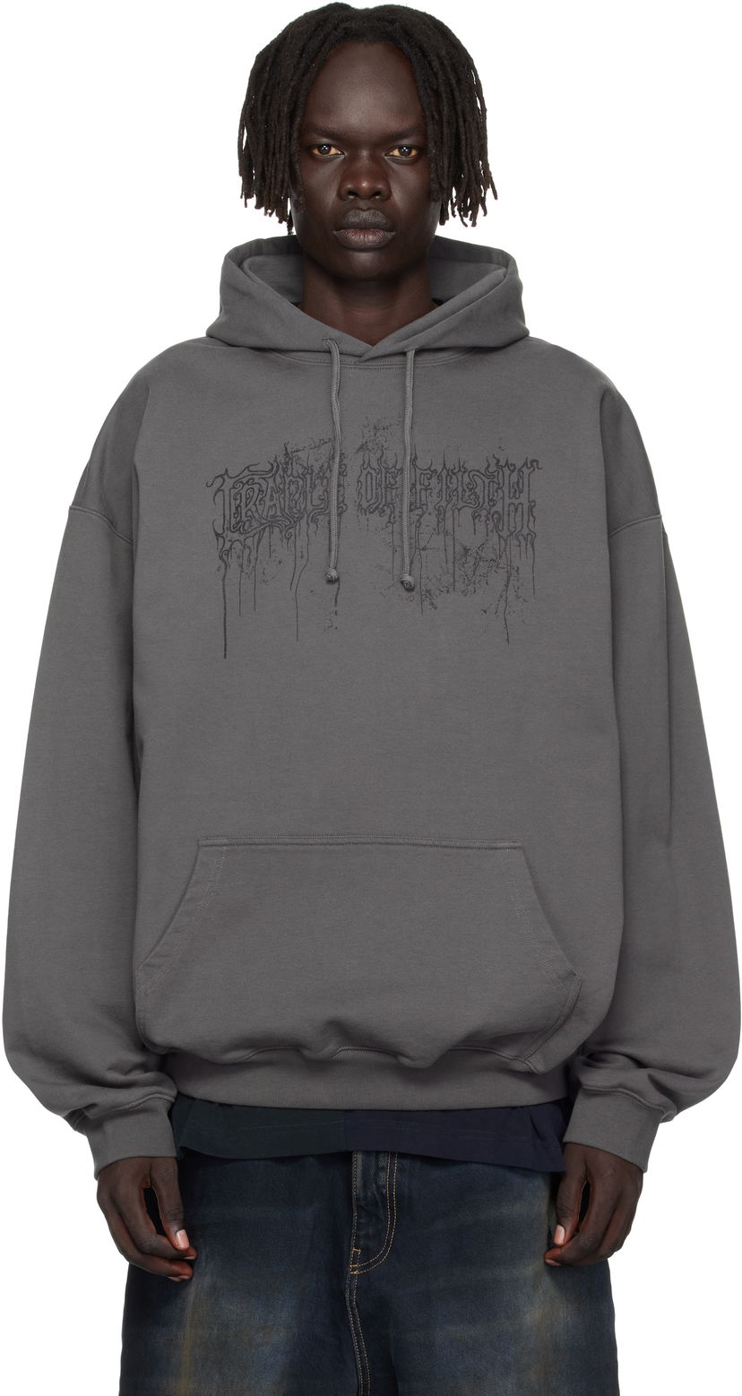 Світшоти VETEMENTS Vetements Cradle of Filth Dripped Logo Oversized Hoodie Сірий | UCF76HD400M
