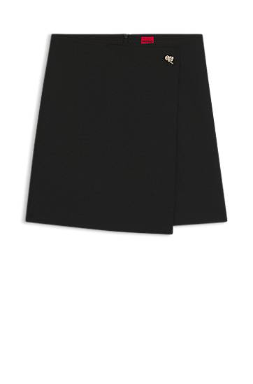 Спідниця BOSS Wrap-front Skirt with Knot Button чорний | 50547624