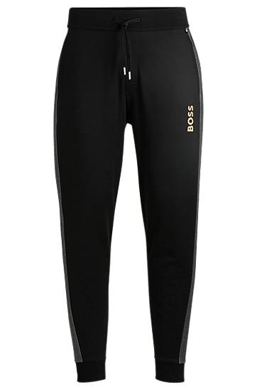 Спортивні штани BOSS BOSS Cotton-Blend Tracksuit Bottoms with Foil-Print Logo чорний | 50527552