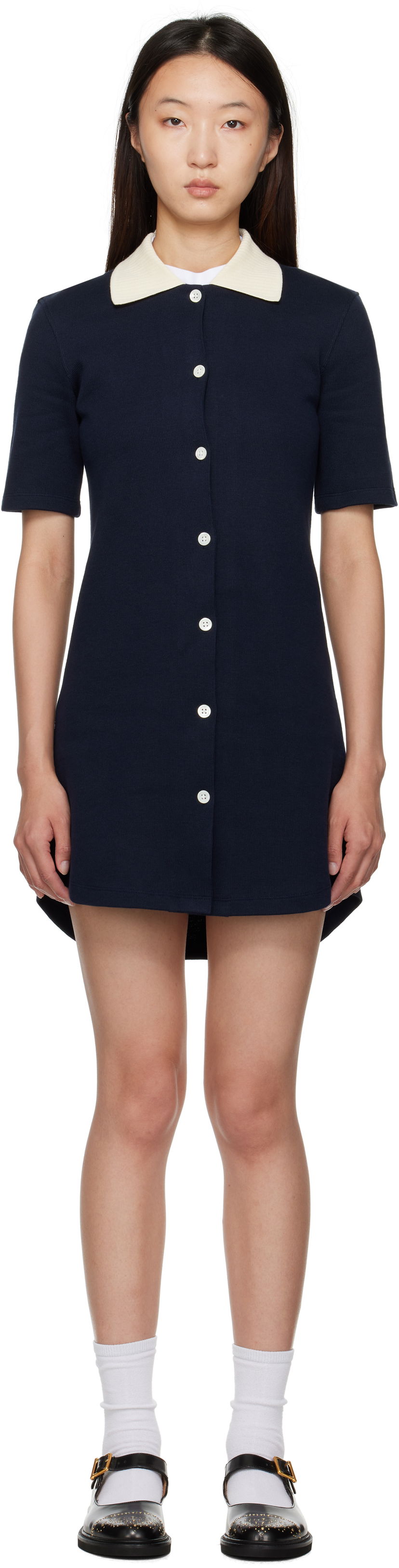 плаття Thom Browne Thom Browne Double Face Knit Polo Minidress темно-синій | FJD129A-J0223