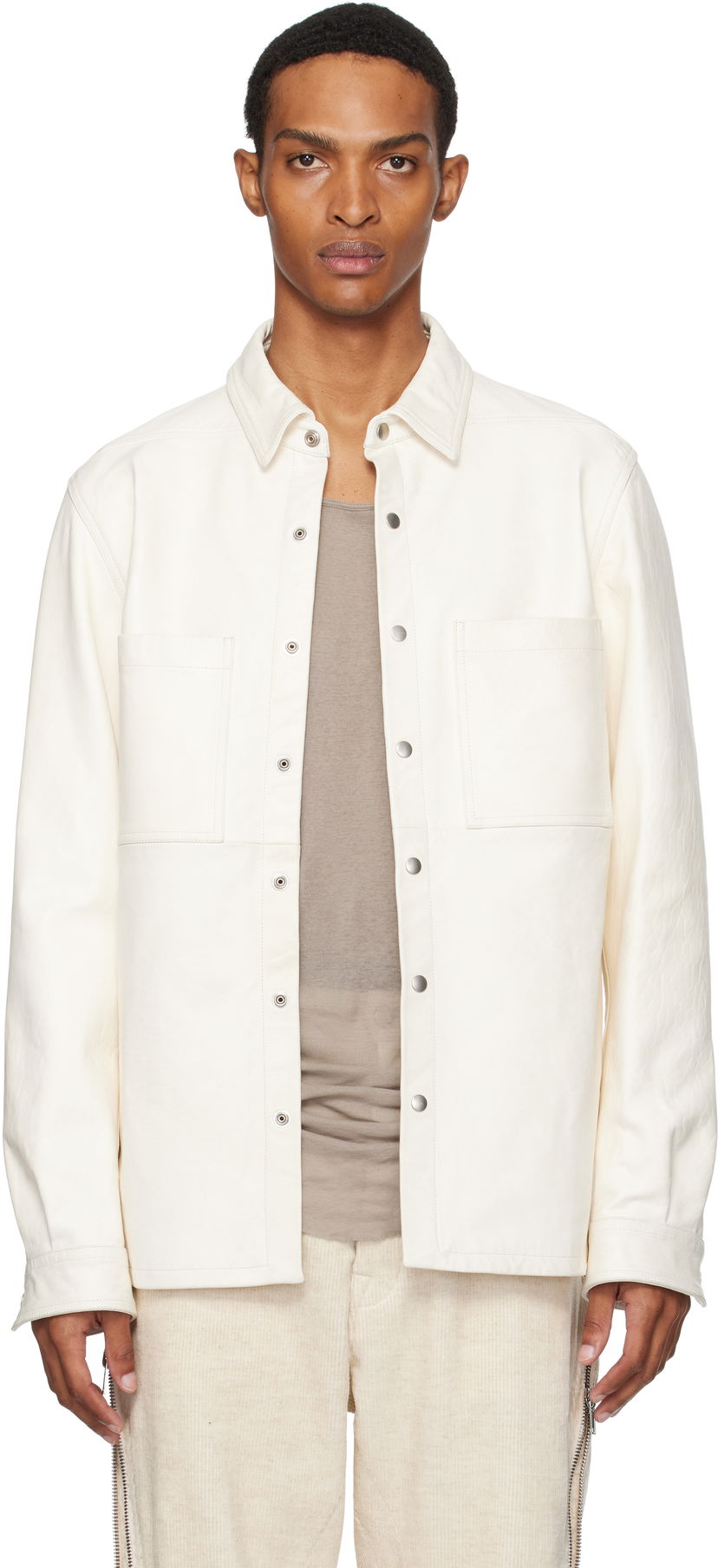 Куртка Rick Owens Rick Owens Concordians Leather Overshirt білий | RU02E1744 LBH