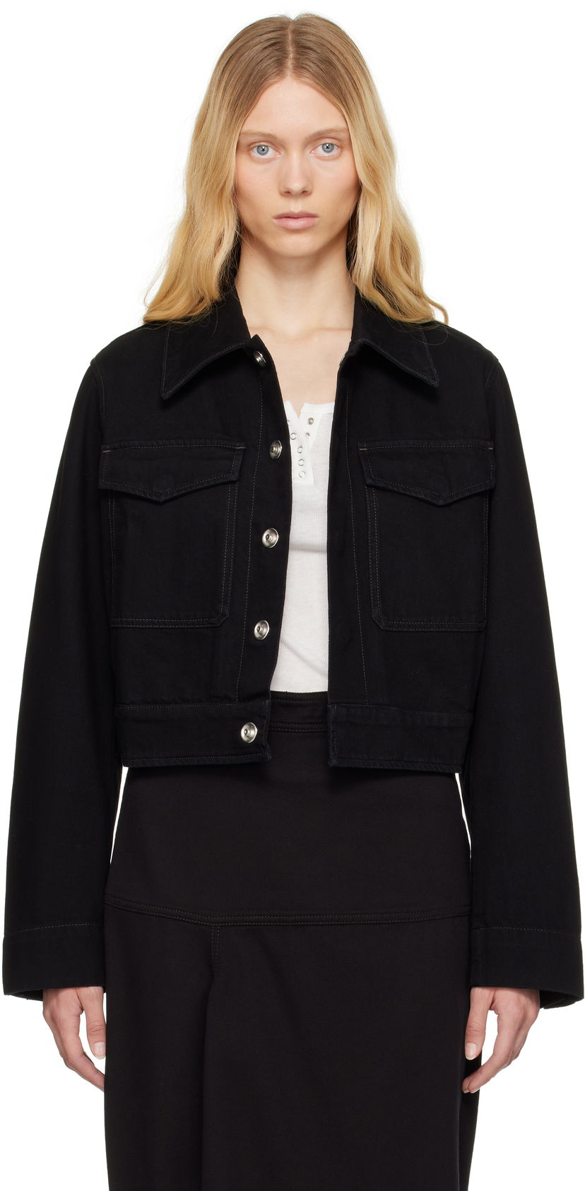 Куртка LEMAIRE Lemaire Two Pocket Cropped Denim Jacket чорний | OW1139 LD1031