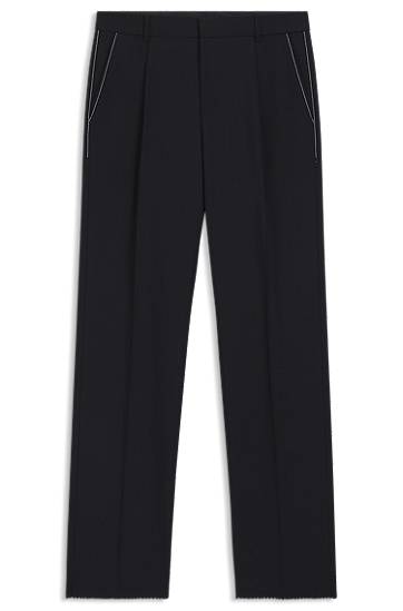 Штани BOSS Relaxed-Fit Virgin Wool Trousers темно-синій | 50545809