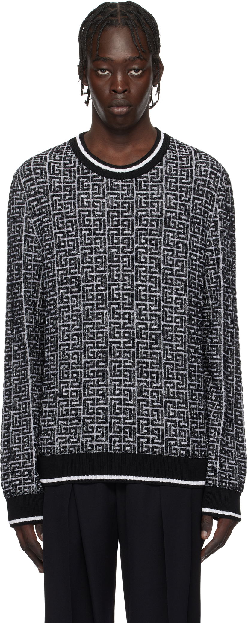 Cветр Balmain Geometric Knit Sweater чорний | EH1KD000KI03