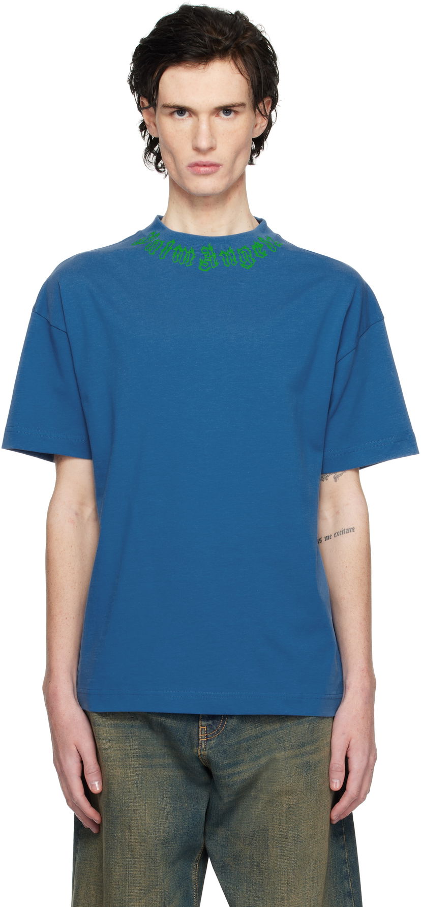 Футболка Palm Angels Flame Logo Graphic T-Shirt Синій | PMAA001S25JER0024555