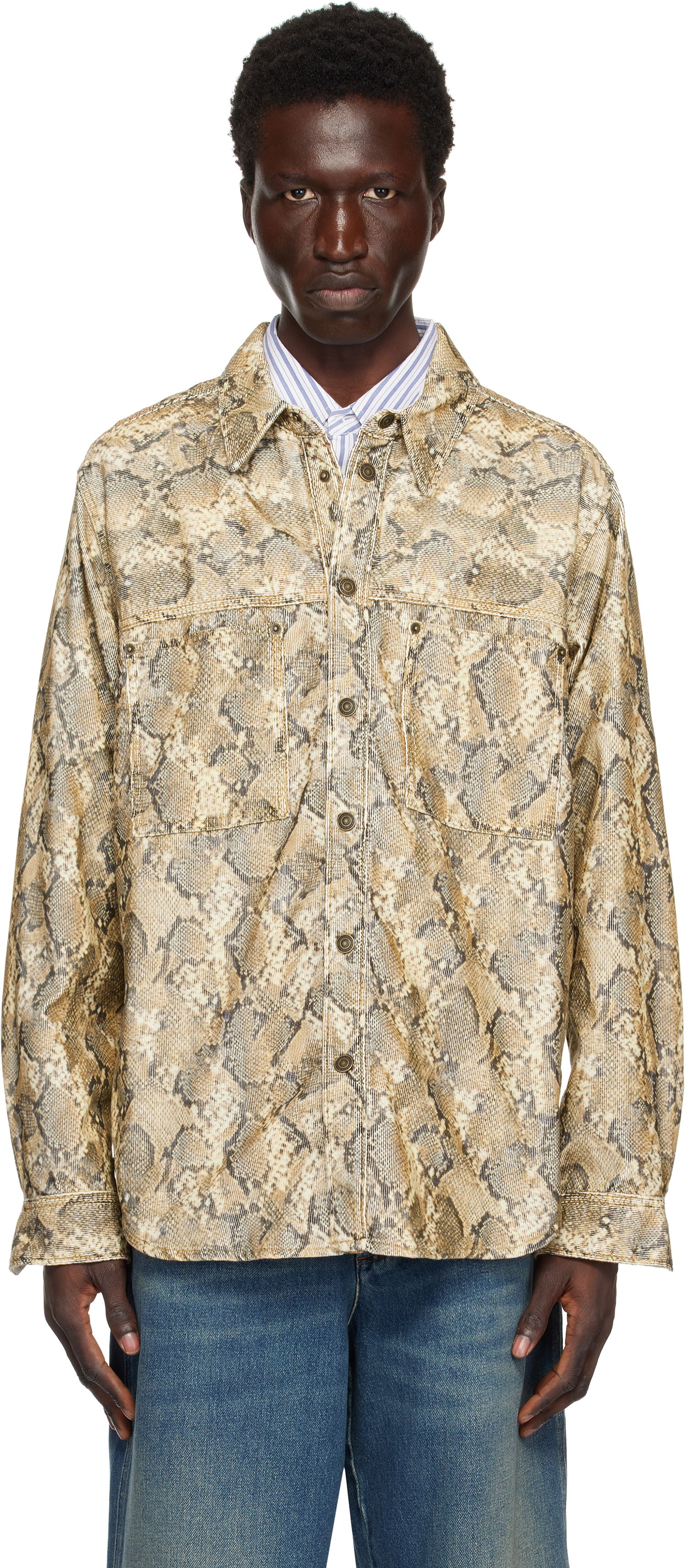 Сорочка ISABEL MARANT Isabel Marant Victor Snakeskin Print Shirt бежевий | CH0196HA-B4G02H, 0