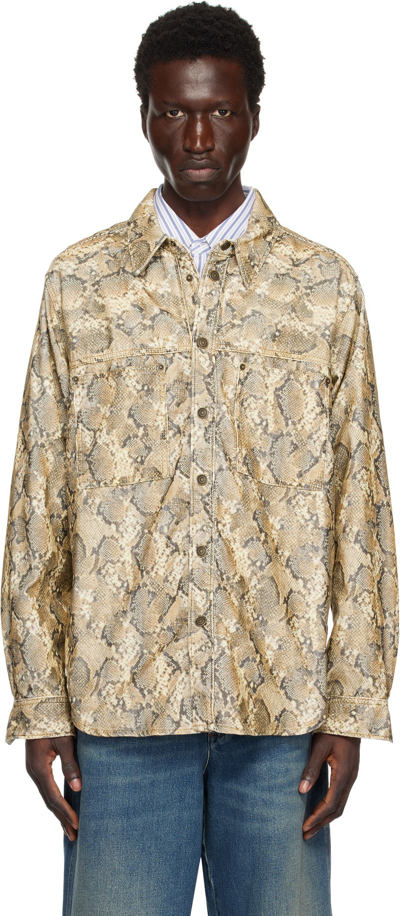 Сорочка ISABEL MARANT Isabel Marant Victor Snakeskin Print Shirt бежевий | CH0196HA-B4G02H