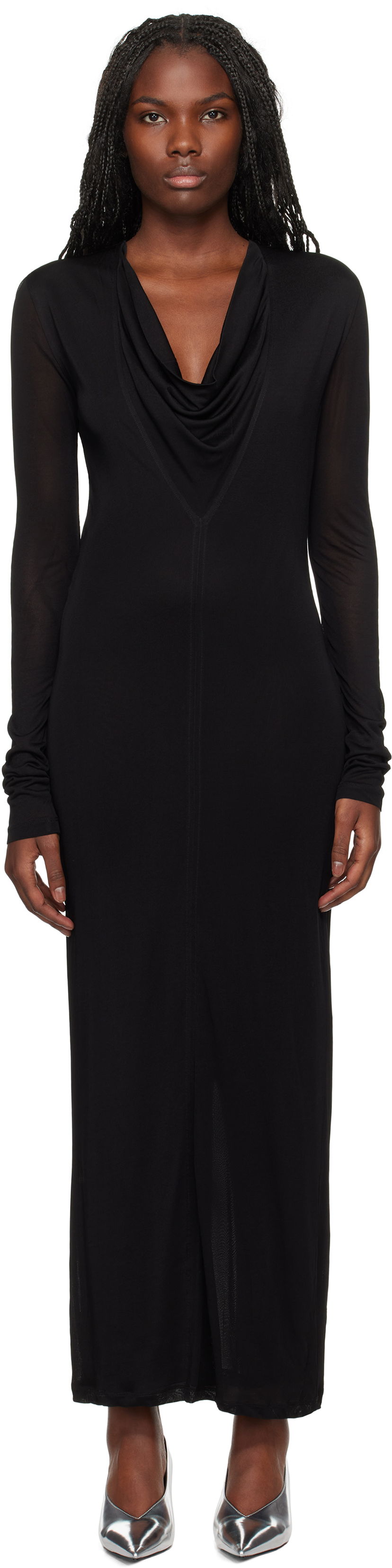 плаття TOTEME TOTEME Draped V-Neck Maxi Dress чорний | 244-WRD0176-FB0266