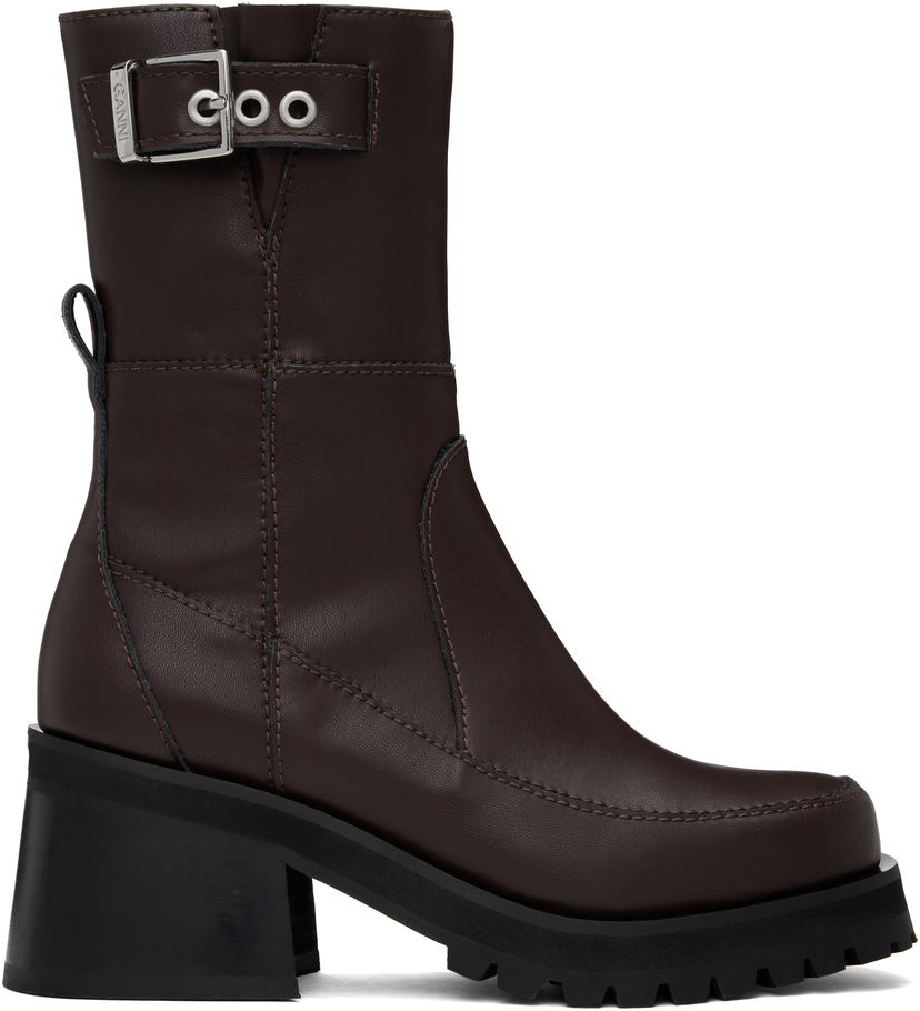 Одяг GANNI GANNI Feminine Buckle Platform Boots Коричневий | S2785