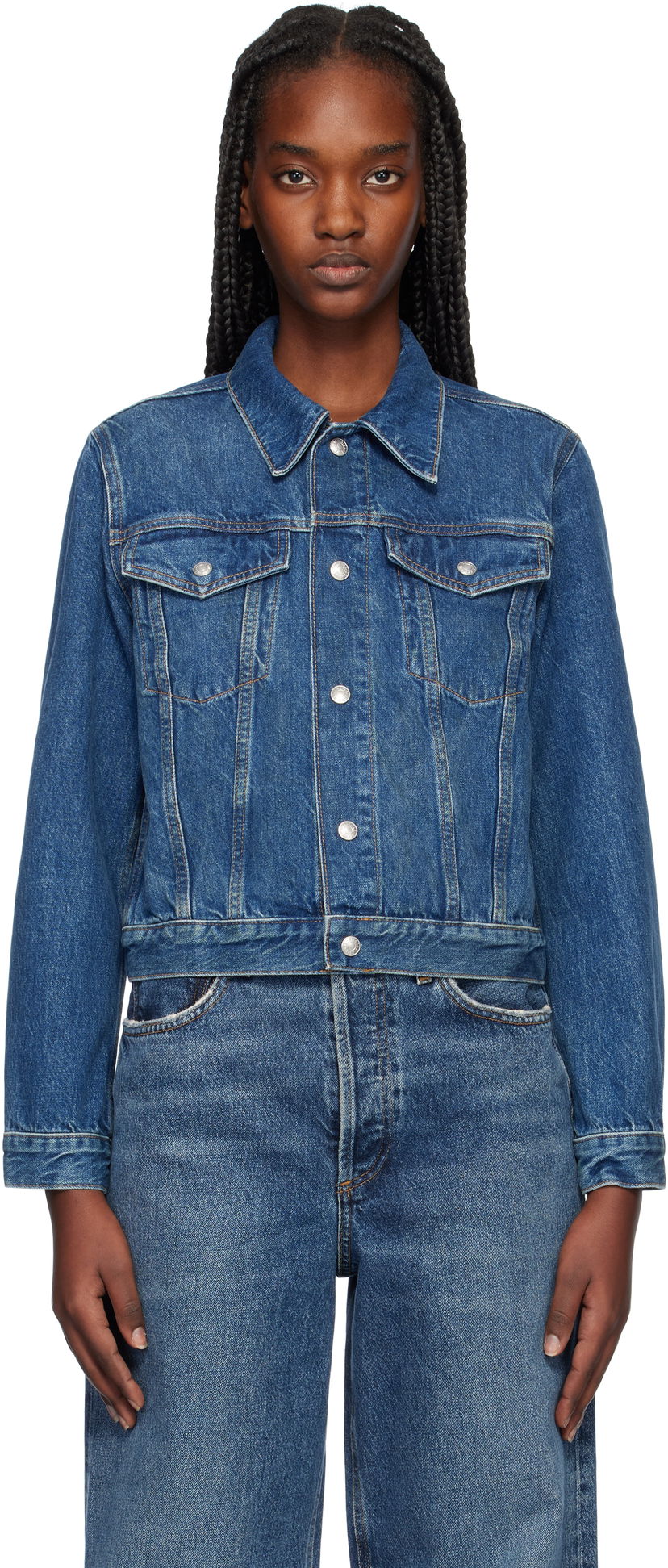 Куртка RE/DONE Baby Trucker Denim Jacket Синій | 188-06WTRUCKR