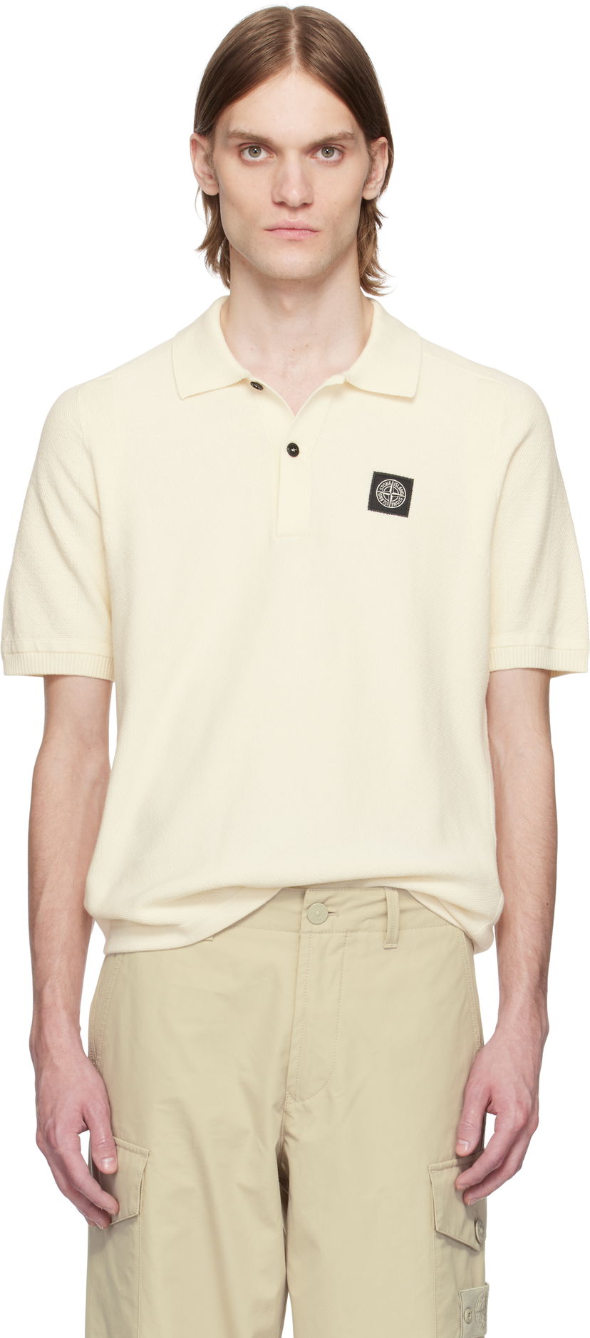 Сорочка поло Stone Island Stone Island Soft Organic Cotton Micro Stitch Polo білий | K1S15 5100033 S00B5