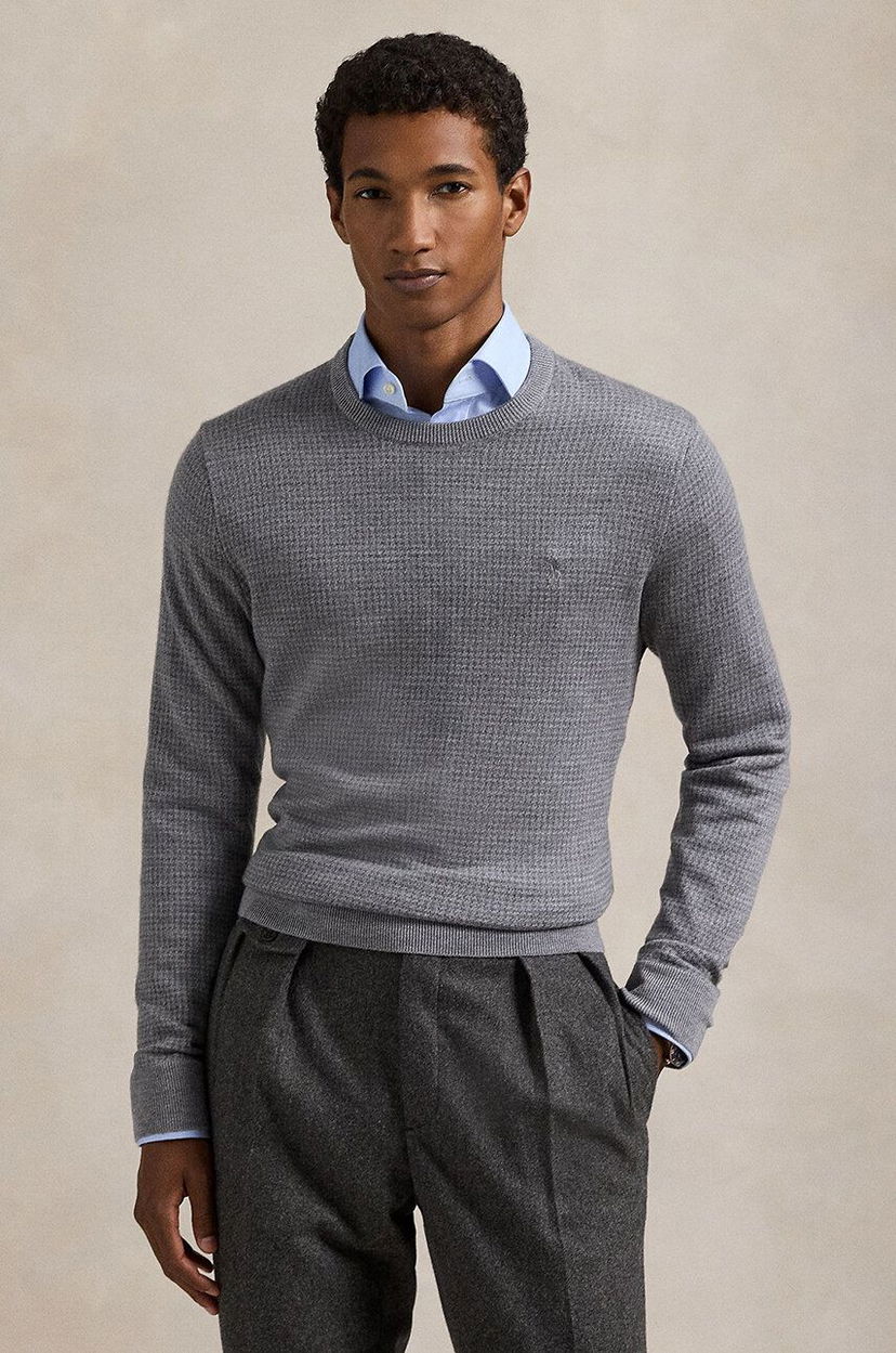 Cветр Polo by Ralph Lauren Textured Crew Neck Sweater Сірий | 710949280