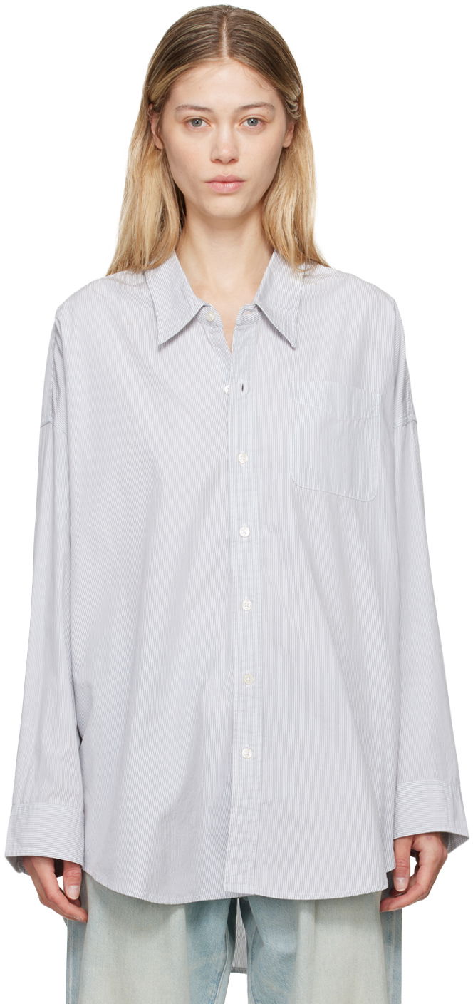 Сорочка R13 R13 Drop Neck Striped Shirt Синій | R13W7469-302