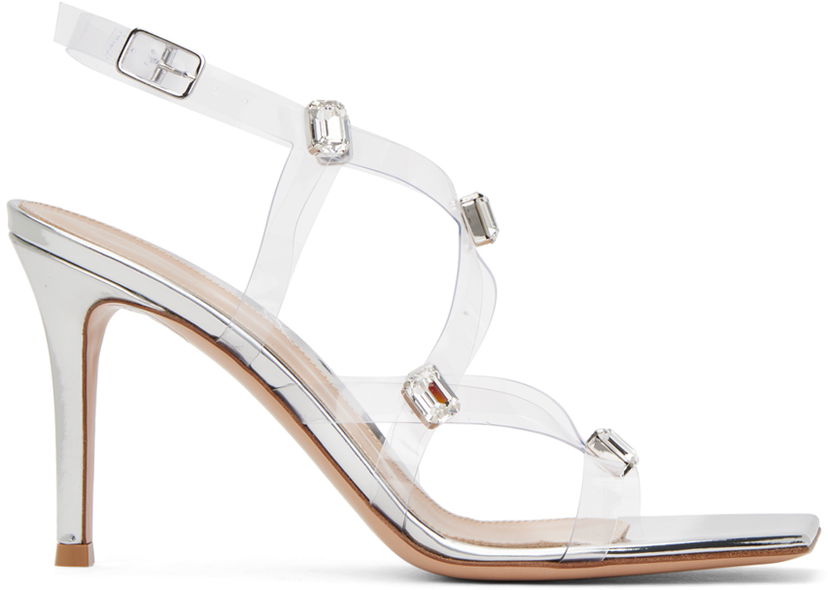 Кросівки та взуття Gianvito Rossi Crystal Fever Transparent Heeled Sandals Металік | G32316.85RIC.GME