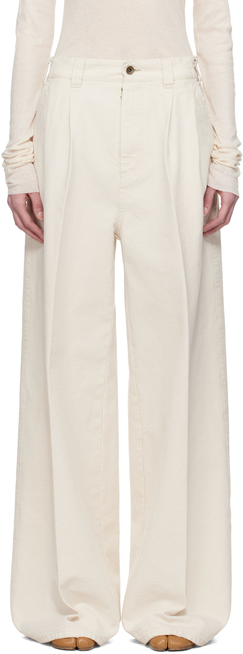 Штани Maison Margiela Maison Margiela Pleated Wide-Leg Jeans білий | S51KA0605 M35261