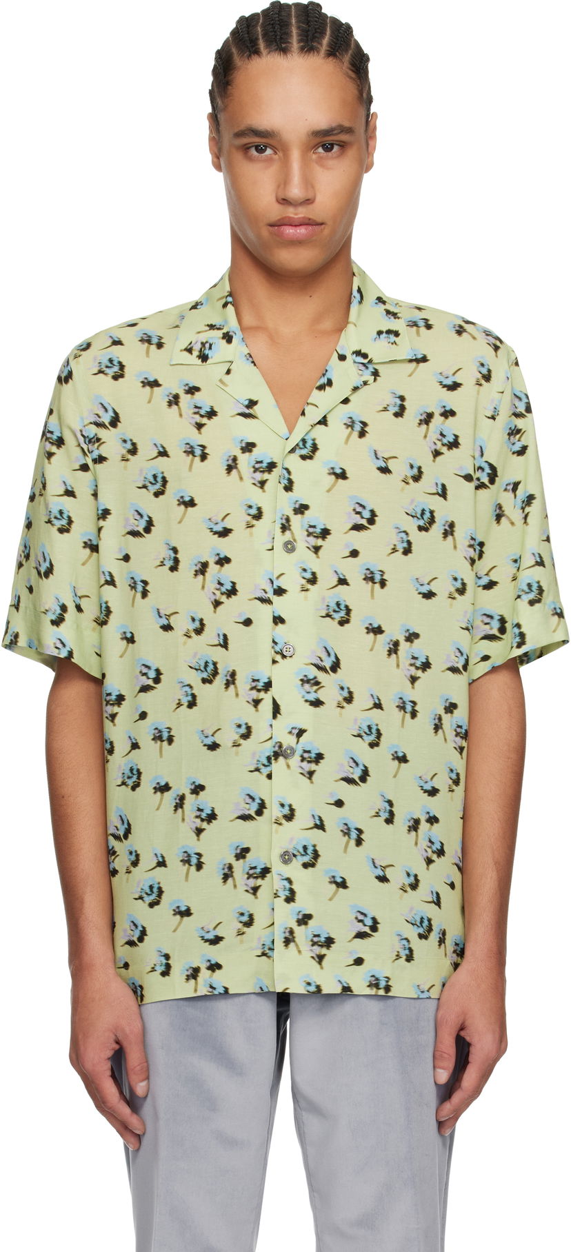 Сорочка Paul Smith Paul Smith Short Sleeve Regular Fit Floral Shirt Зелений | M1R-905U-P02577-32
