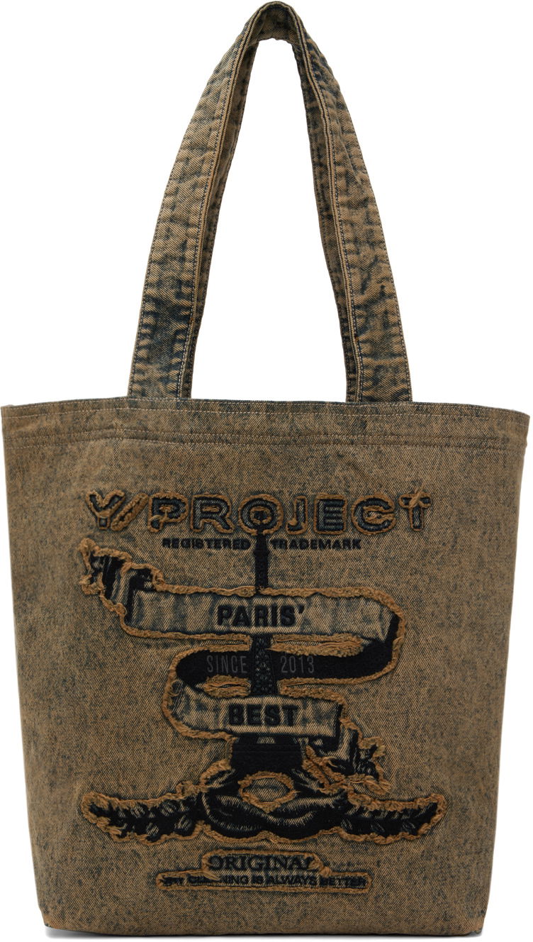 сумка-тоут Y/PROJECT Beige 'Paris' Best' Denim Tote Коричневий | 620BA004