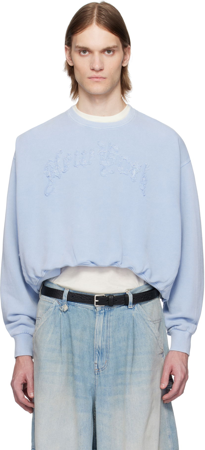 Cветр R13 R13 'New York' Balloon Cropped Sweatshirt Синій | R13WK260-K001J
