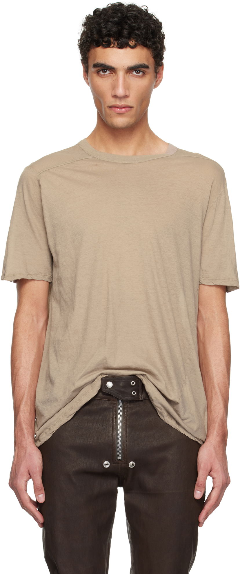 Футболка Rick Owens Rick Owens Hollywood Level T-Shirt бежевий | RU01E5264 UC
