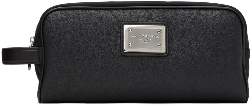 Дорожня сумка Dolce & Gabbana Black Logo Plaque Pouch чорний | BT0989AD447