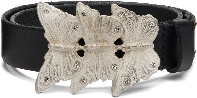 Ремені OUR LEGACY Crystal-Embellished Butterfly Buckle Belt чорний | A4258BO