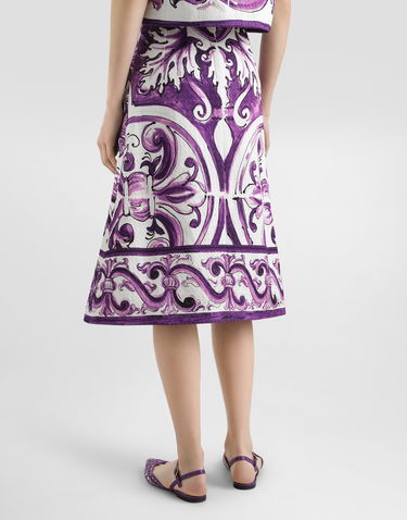 Спідниця Dolce & Gabbana Dolce & Gabbana Majolica Print A-Line Skirt Фіолетовий | F4C4VTFP9AKHP5DQ, 3