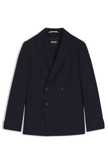 Куртка BOSS BOSS Double-Breasted Seersucker Blazer темно-синій | 50553872