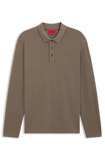 Сорочка поло BOSS Long-Sleeve Cotton-Pique Polo Shirt Коричневий | 50547358
