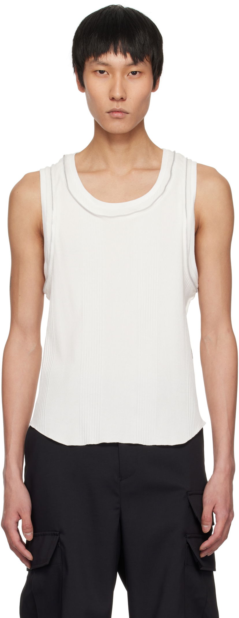 Безрукавка UNDERCOVER UNDERCOVER Ribbed Tank Top білий | UC1E4803-1