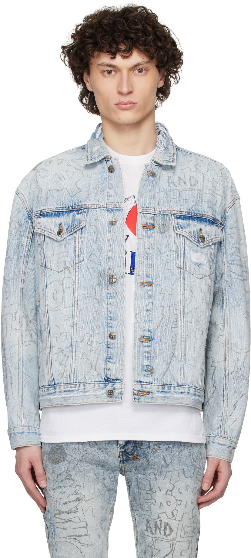 Куртка Ksubi Oh G Graffiti Print Denim Jacket Синій | MSP25JK005
