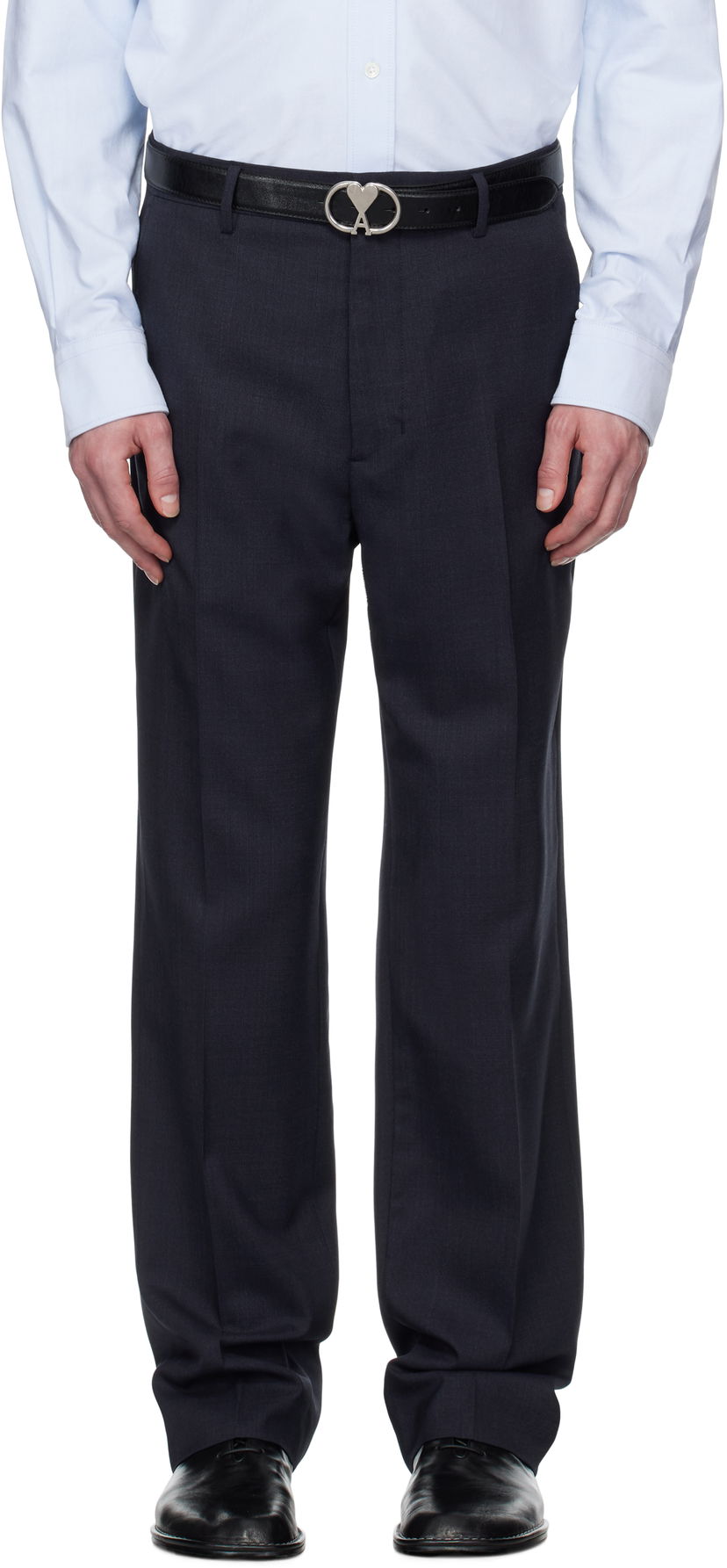 Штани AMI AMI Paris Straight Fit Trousers темно-синій | HTR506.WV0043