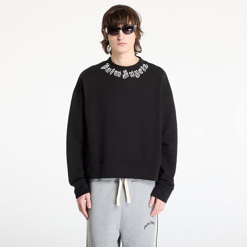 Cветр Palm Angels Palm Angels Neck Logo Crew Sweatshirt чорний | PMBA026S25FLE0021003