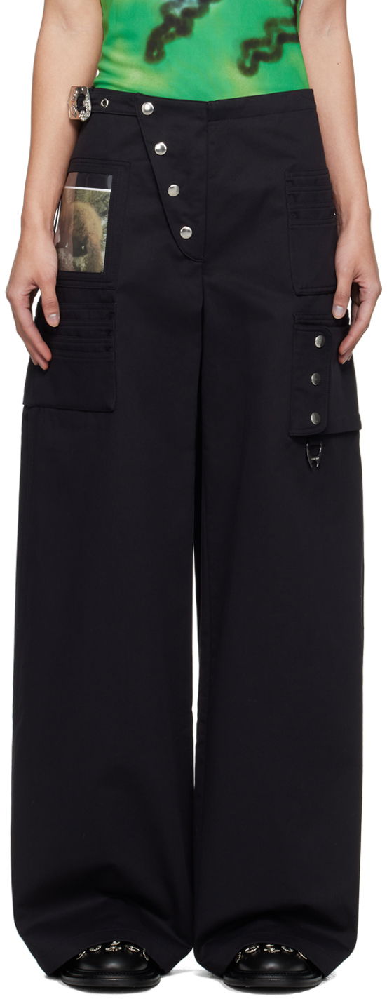 Штани карго Chopova Lowena Miller Wallet Black Wide-Leg Trousers чорний | 4077