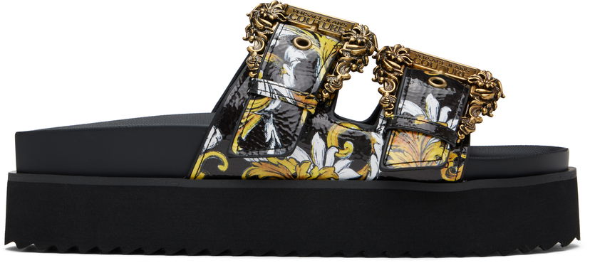 Кросівки та взуття Versace Versace Jeans Couture Outline Barocco Arizona Sandals чорний | E78VA3SM1_EZS366